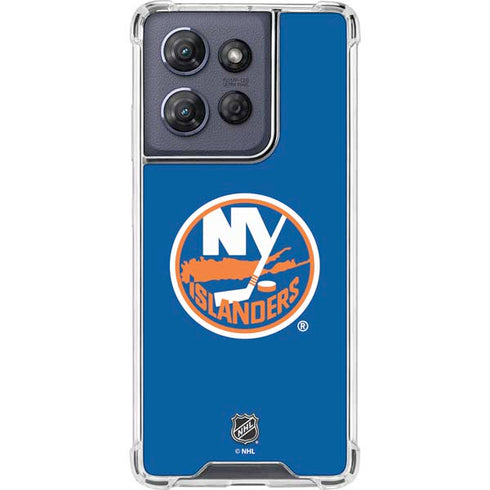 NHL New York Islanders Solid Background Moto G Play 5G (2025) Clear Case